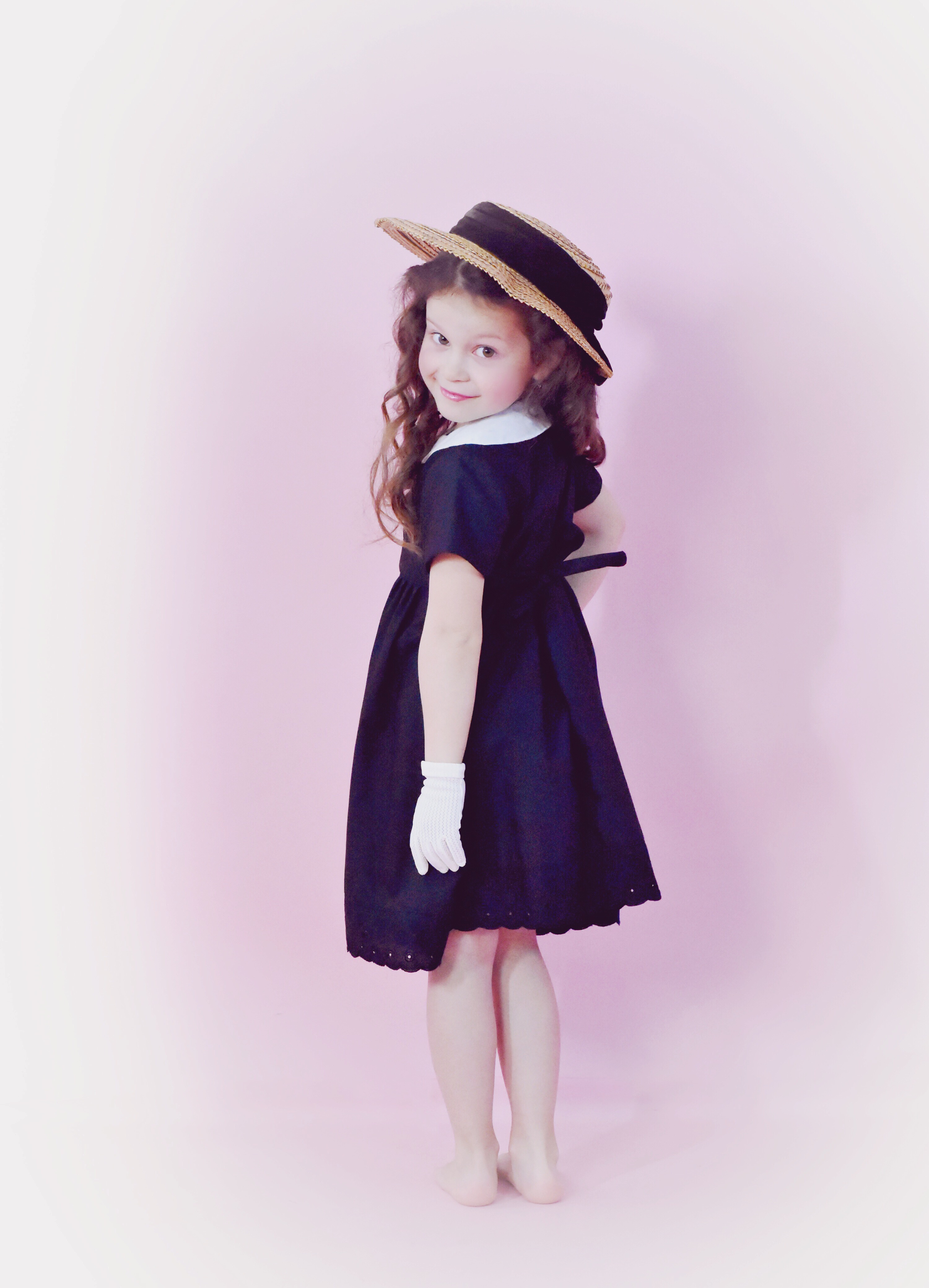 robe vintage noire col Claudine blanc ( T 4ans) - Au ...