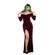 Robe longue pin-up bordeaux